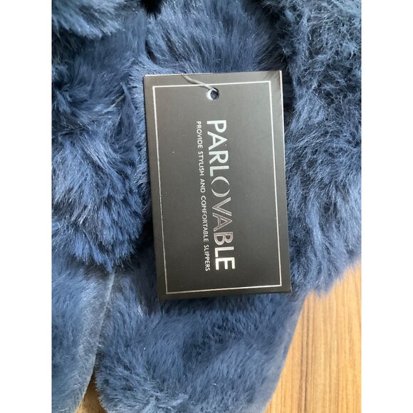 NWT Women's Parlovable Fuzzy Slippers Comfy Cross Band House Shoes   Size 5-6 Sm - Picture 6 of 9
